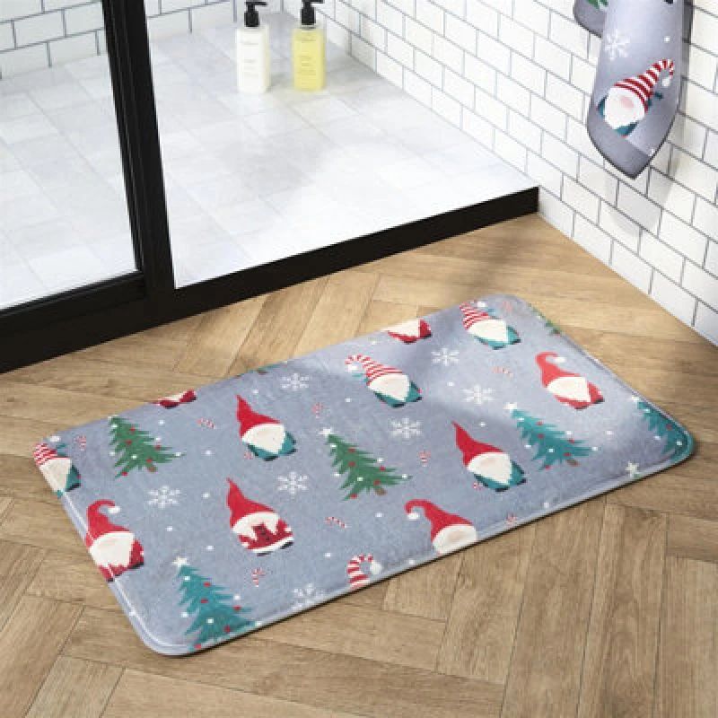 Image of OHS OHS Christmas Gonk Embossed Bath Mats Non-Slip Shower Rug Multi One Size Unisex 5027434225040