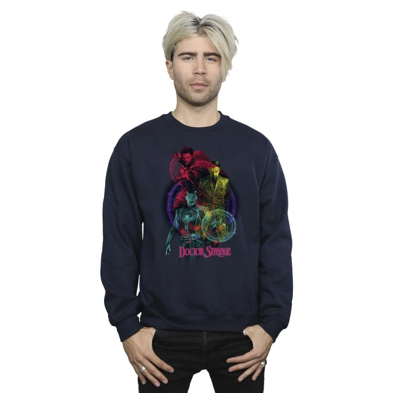 Image of Marvel Marvel Men Doctor Strange Rainbow Sweatshirt in Navy Size: Small Navy S Male 5059934257047
