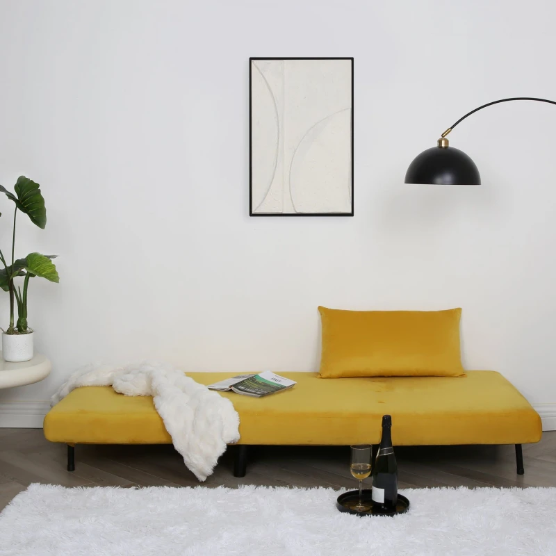 Image of Home Garden Direct Aurora - Single Bed Chair Sofa in Velvet - 1 Seater - Yellow Yellow Unisex