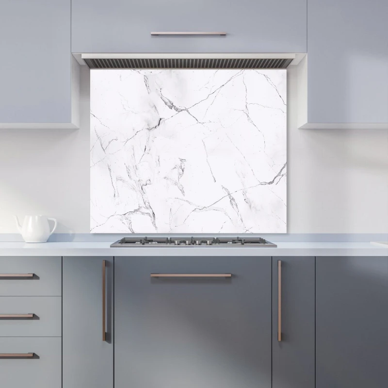 Image of Warren Reed - Designer White Marble Effect Kitchen Splashback in Grey Size: 600mm x 750mm Grey Unisex 600mm x 750mm