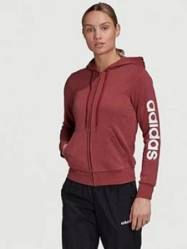 Image of adidas Essentials Linear Full Zip Hoodie, Red/White, Size S, Women
