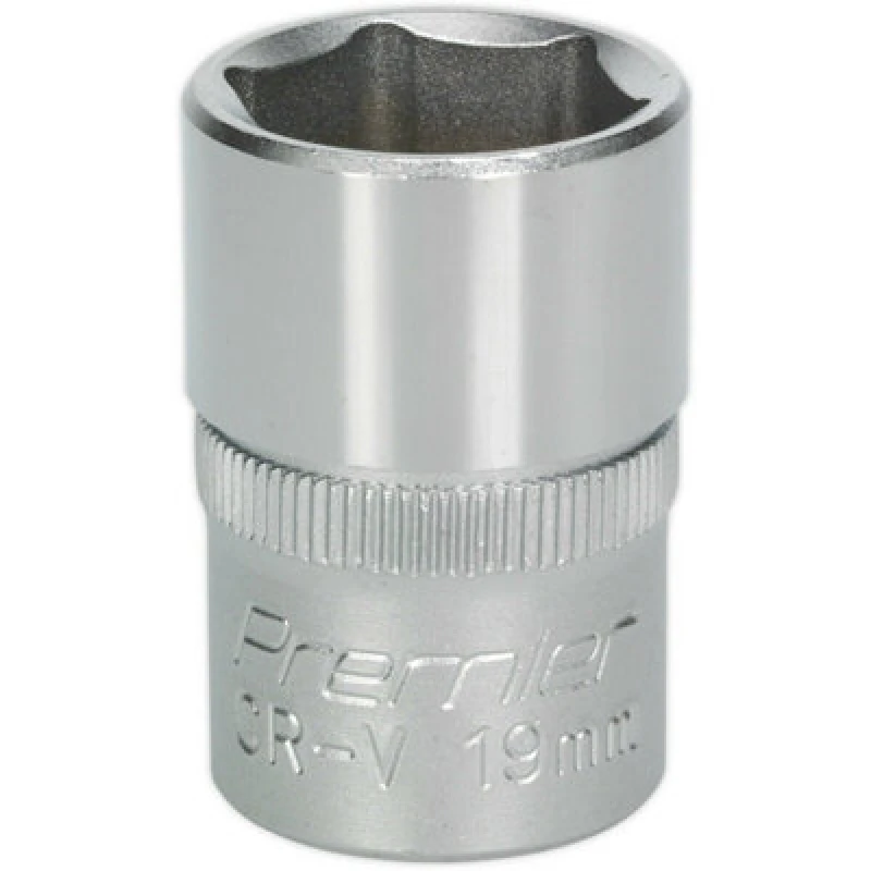Image of Loops 19mm Steel Drive Socket - 1/2" Square Drive - Chrome Vanadium Wrench Socket Metallics