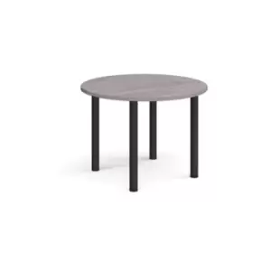 Image of Circular Black radial leg meeting table 1000mm - grey oak
