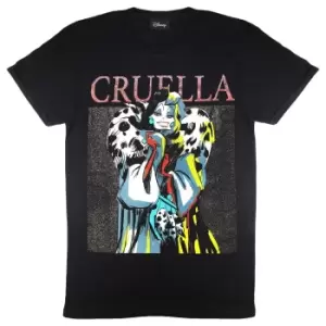 Image of Disney Womens/Ladies Villains Cruella De Vil Boyfriend T-Shirt (L) (Black)