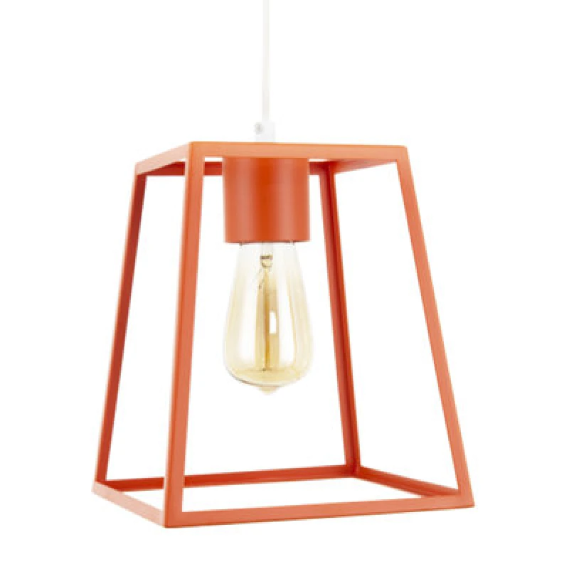 Image of Happy Homewares Industrial Lantern Lamp Shade In Orange With Square Top And Bottom