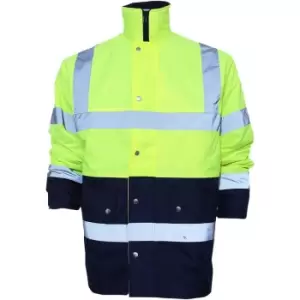 Image of Yoko Unisex Hi-Vis 2 Band Two Tone Jacket (XL) (Hi-Vis Yellow/Navy) - Hi-Vis Yellow/Navy