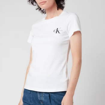 Image of Calvin Klein Jeans Womens Monogram Logo 2-Pack Slim T-Shirt - CK Black/Bright White - S