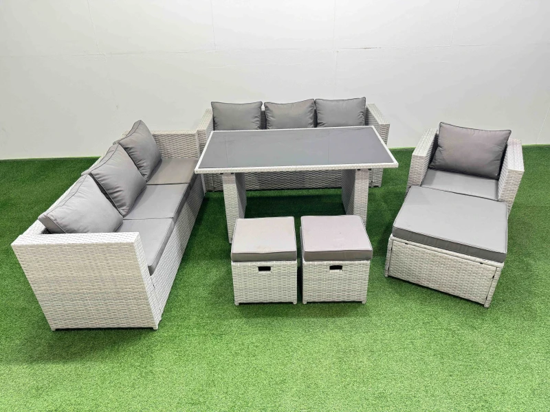 Image of Fimous Patio Garden Furniture Sets with 3 Stool Light Grey Light Grey Unisex