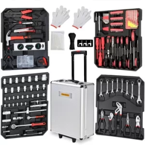 Image of Monzana Tool Case XXL Filled Set 899 Pieces Quality Tools Box Trolley Silver