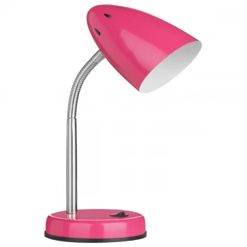 Image of Premier Housewares Desk Lamp in Pink Gloss Chrome with Flexible Stem