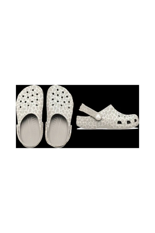 Image of Crocs Girl's Classic Clog Kids Almond Leopard in Cream Size: 1 Cream Female 1
