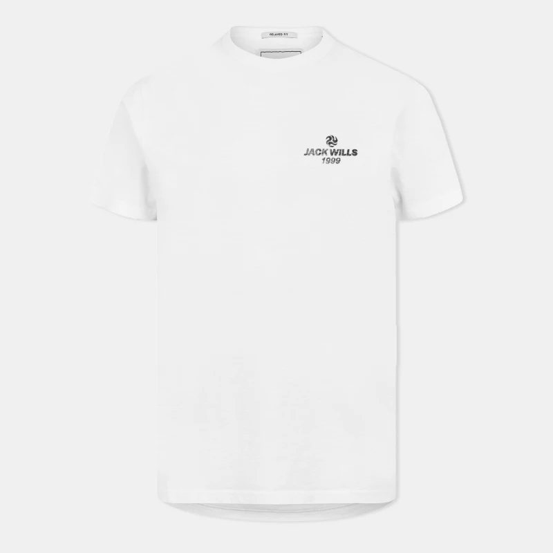 Image of Jack Wills Mens JW Reverse Print Regular Fit T-Shirt White male S