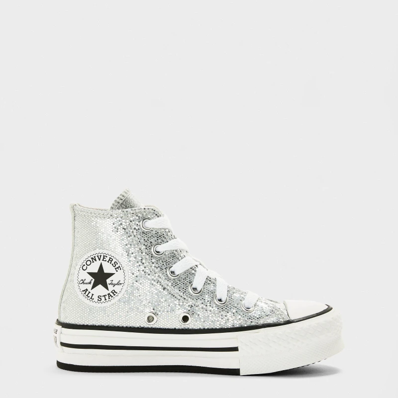 Image of Converse Kids Lift Disco Canvas High-Top Trainers Silver female 2 (34)