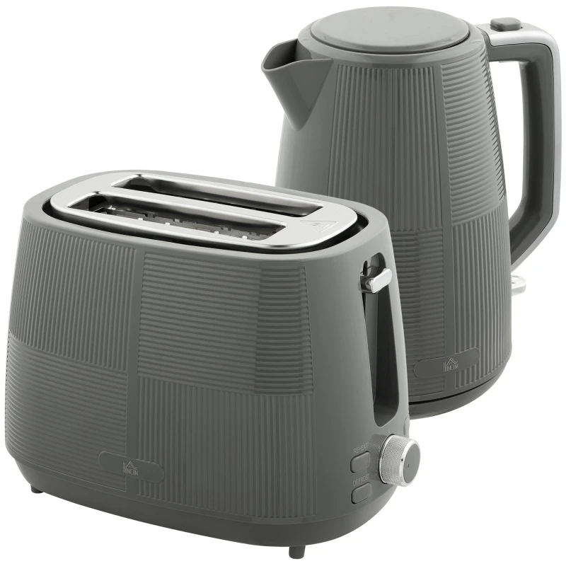 Image of HOMCOM 1.7L Fast Boil Electric Kettle and 2 Slice Water Toaster Set - Grey TJ Hughes 5063603920170