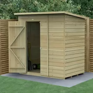 Image of 6' x 4' Forest Beckwood 25yr Guarantee Shiplap Windowless Pent Wooden Shed - Natural Timber