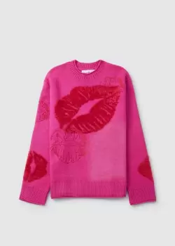 Image of House of Sunny Womens Love Notes Oversize Embroidered Jumper