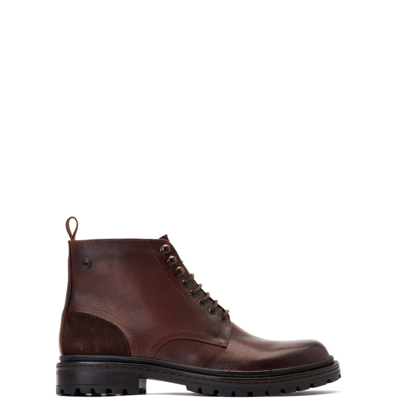 Image of Base London Mens Dettori Lace Up Leather Boots UK Size 7 (EU 41) BROWN BAS367-BROWN-7