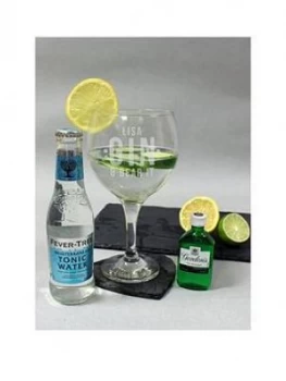 Image of Personalised Gin & Bear It Glass With Miniature Gin & Mixer, One Colour, Women