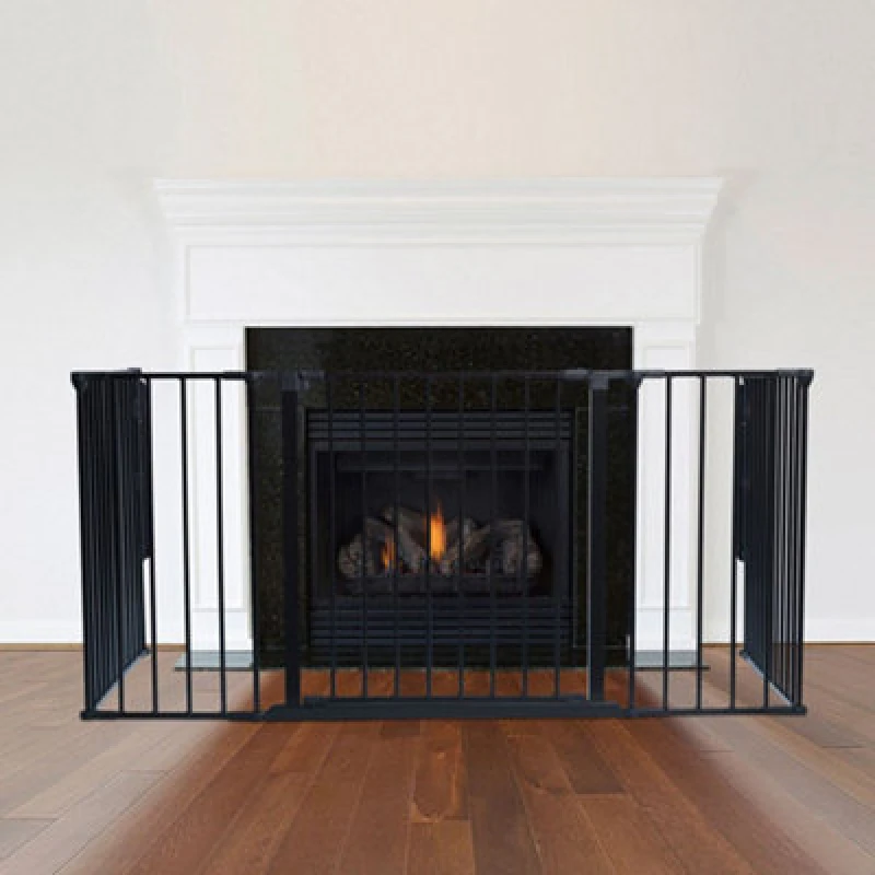 Image of Safetots Multi Panel Fire Surround, 77Cm Deep X 138Cm Wide, Black, 70Cm Tall, Child And Pet Safety, Baby And Toddler Fire Guard