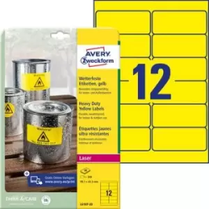 Image of Avery-Zweckform L6107-20 Labels 99.1 x 42.3mm Polyester film Yellow 240 pc(s) Permanent All-purpose labels, Weatherproof labels