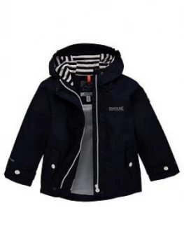 Image of Regatta Girls Bibiana Striped Lined Hooded Jacket - Navy