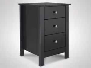 Image of Furniture To Go Florence Black 3 Drawer Bedside Cabinet Flat Packed