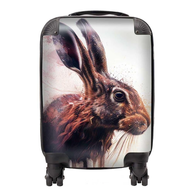 Image of Warren Reed - Designer Hare Face Splashart Suitcase in Brown Size: Large Brown Unisex Large