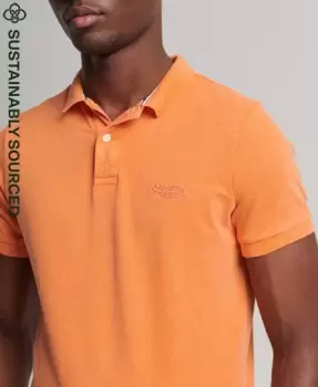 Image of Superdry Mens Organic Cotton Vintage Destroy Polo Shirt Orange / Jaffa - Size: L