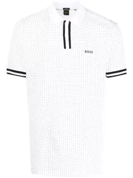 Image of BOSS Dot-print Polo Shirt White