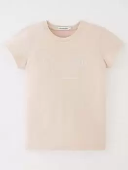 Image of Calvin Klein Jeans Girls Metallic Box Slim Fit T-Shirt - Pale Rose