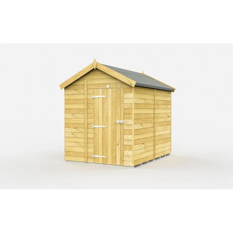 Image of Buttercup Farm 6 x 8 Feet Apex Shed - Single Door W/O Windows - L243 x W175 x H217cm in Brown Brown Unisex