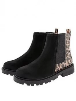 Image of Monsoon Girls Natasha Animal Chelsea Boot - Black