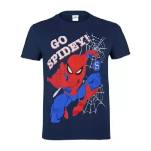 Image of Spiderman Childrens Boys Go Spidey T-Shirt (7/8 Years) (Blue)