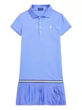 Image of Ralph Lauren Girls Polo Shirt Pleat Hem Dress - Harbor Island Blue Size 4 Years, Women
