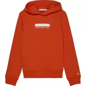 Image of Calvin Klein Jeans Small Block Logo Hoodie - Orange