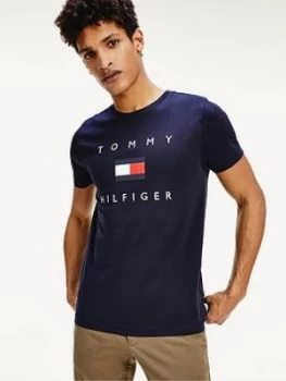 Image of Tommy Hilfiger Tommy Flag Hilfiger T-Shirt - Navy