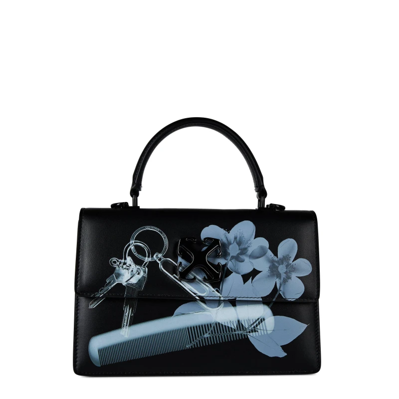 Image of Off White Womens Jitney X-Ray Print Leather Handbag Black/White female One Size