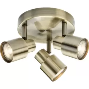 Image of Knightsbridge - GU10 Triple Spotlight - Antique Brass 230V IP20 50W