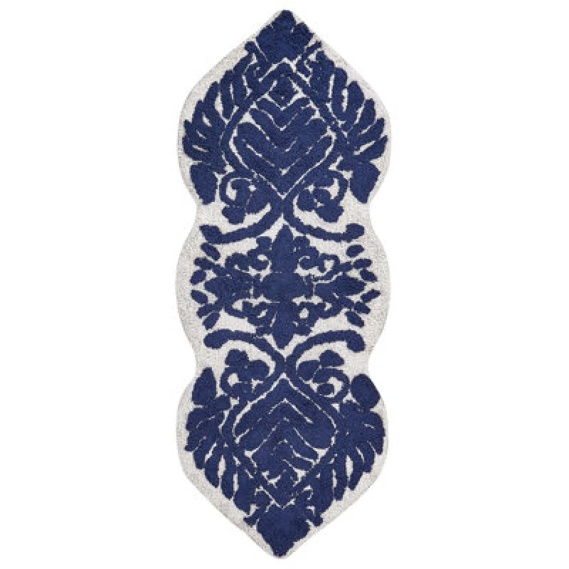 Image of Beliani Cotton Bath Mat 150 X 60 Cm Blue Canbar