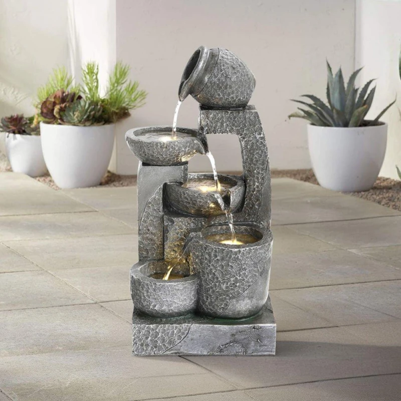 Image of Breeins Big Cascade Solar-powered Water Fountain Grey unisex One size