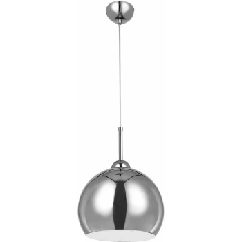 Image of Premier Housewares - Chrome and White Inside Pendant Light