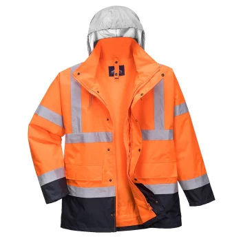 Image of Oxford Weave 300D Class 3 Hi Vis 4-in-1 Traffic Jacket Orange / Navy M