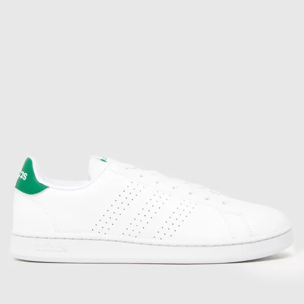 Image of adidas advantage trainers in white & green