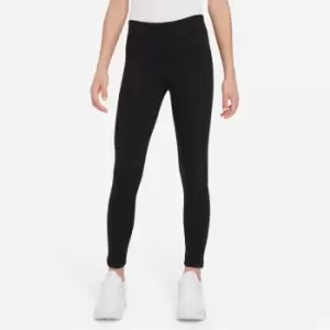 Image of Nike Air Essential Big Kids (Girls') Mid-Rise Leggings - Black