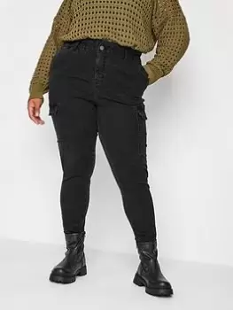 Image of Yours Cargo Elastic Mom Jean Washed Black, Size 32, Women