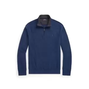 Image of Polo Ralph Lauren Double Jersey Half Zip Top - Blue