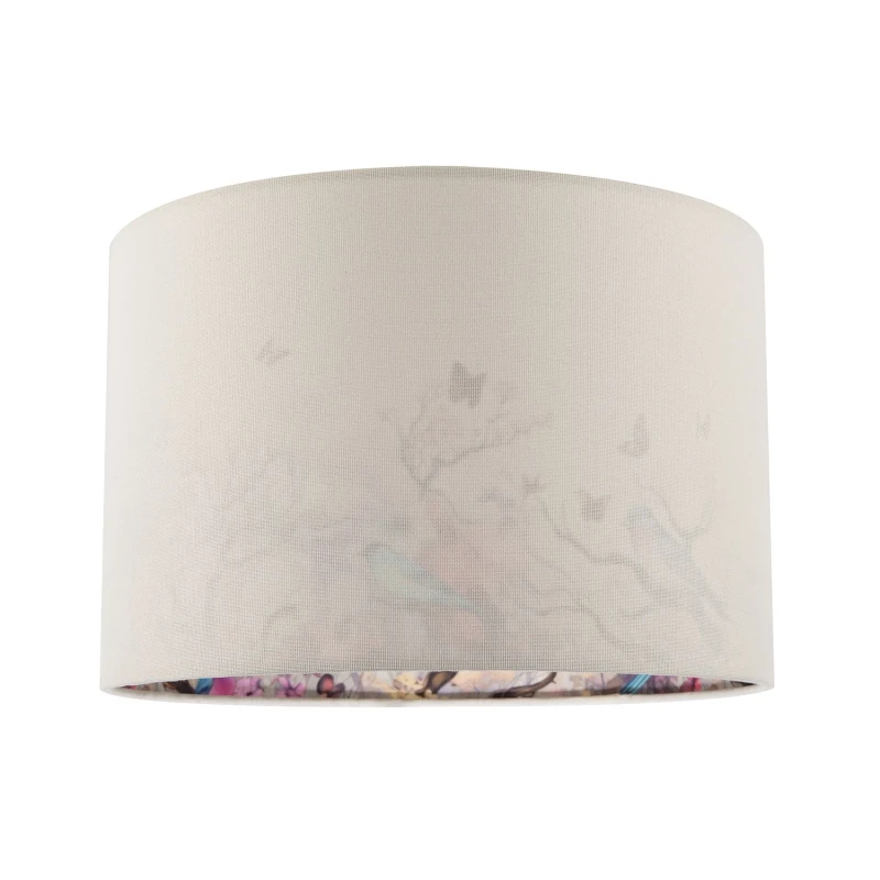 Image of Happy Homewares Cream Linen Fabric Lamp Shade with Inner Cotton Colourful Floral Print Size: 12" Cream Unisex 12"