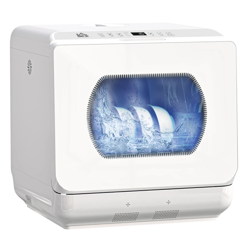 Image of HOMCOM HOMCOM Small Dishwasher, Mini Dishwasher w/ 4 Place Settings 6 Programs in White White One Size Unisex 5063603042476