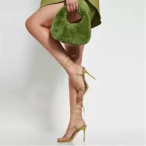Image of I Saw It First Skinny Strap Knot Front Lace Up Heeled Sandals - Green