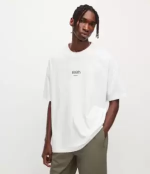 Image of AllSaints Mens Burman Crew T-Shirt, Optic White, Size: XXL